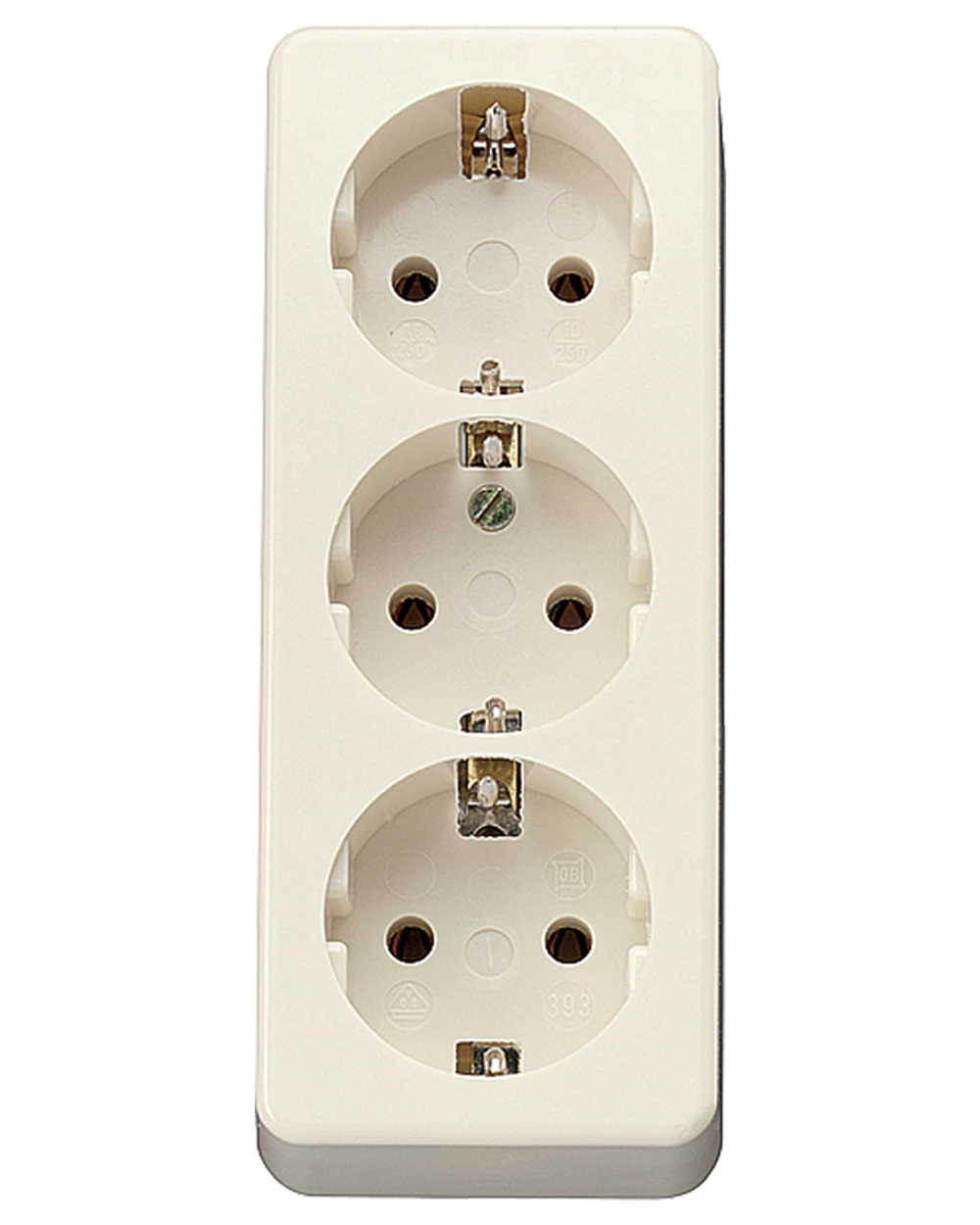 3-gang SCHUKO® socket — JUNG Mechanisms, Ivory, art. 10S23L
