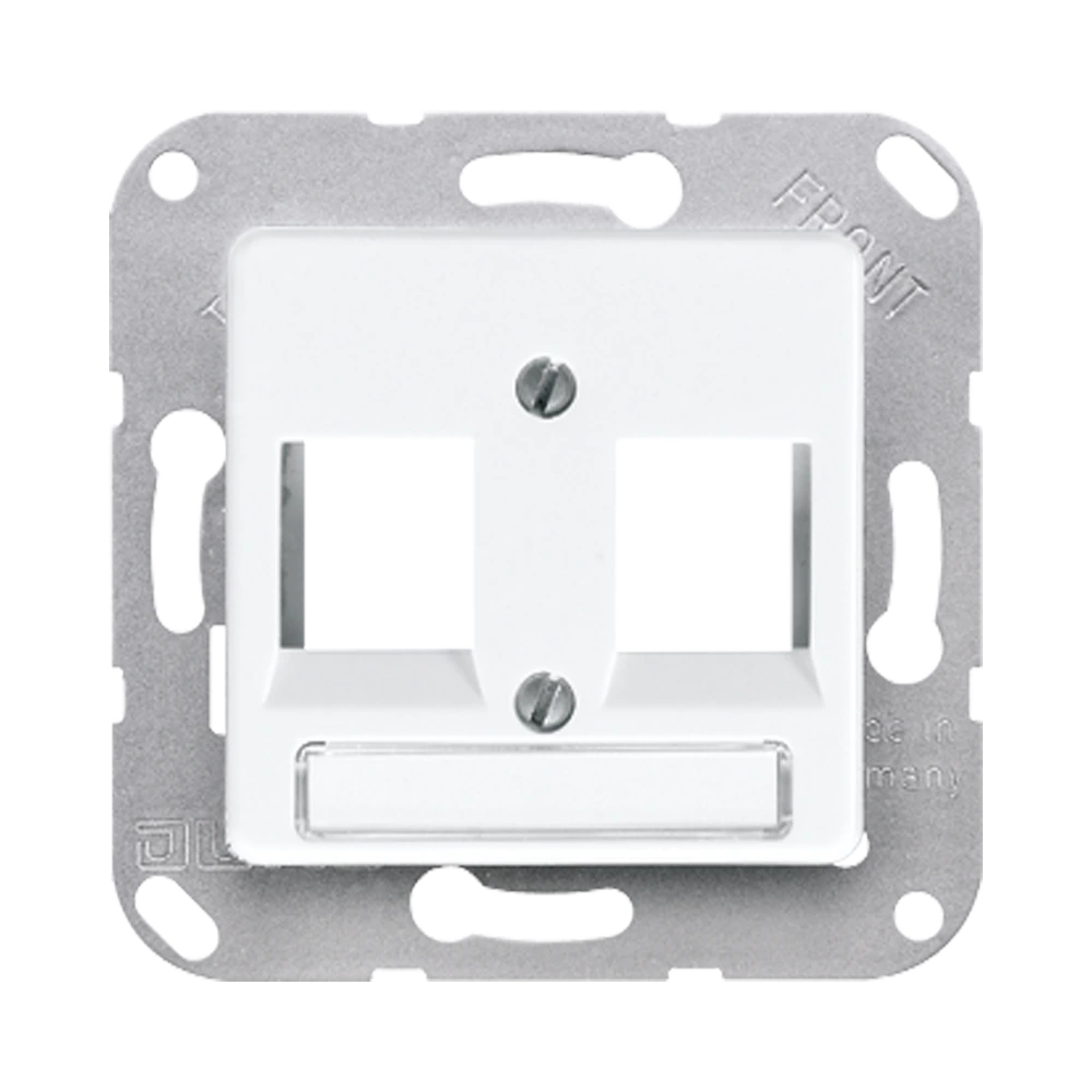 Centre plate for modular jack sockets — JUNG Mechanisms, Alpine White, art. 169-2NWEWW