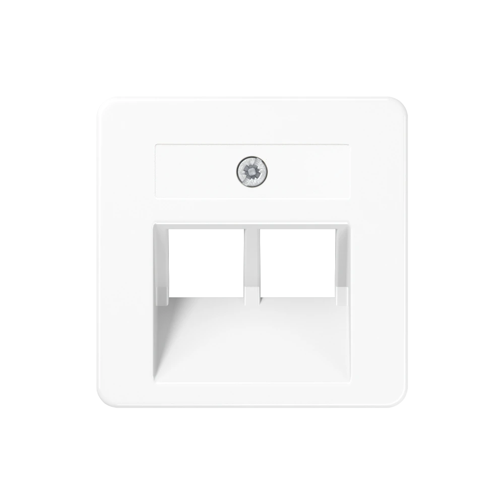 Centre plate for 2-gang modular jack socket (8-pole) — JUNG Mechanisms, Alpine White, art. 169-2UAEWW