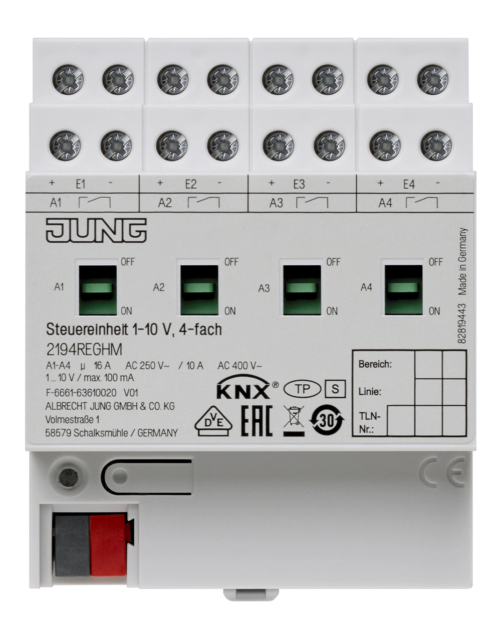 Блок управления 1-10 B, 4 группы — JUNG Механизмы, Слоновая кость, арт. 2194REGHM