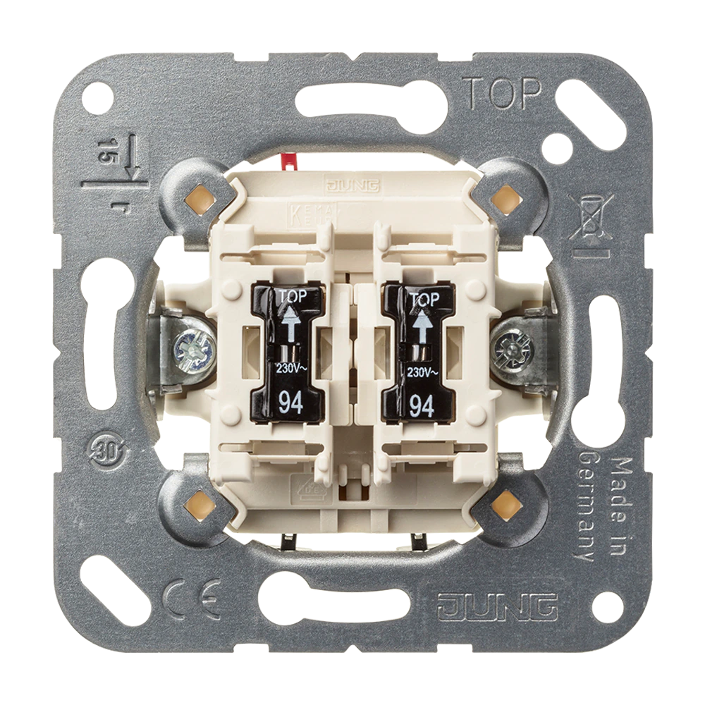 2-gang switch (insert), 2 x 1-pole, 1-way with 2 glow lamps — JUNG Mechanisms, Ivory, art. 505U5