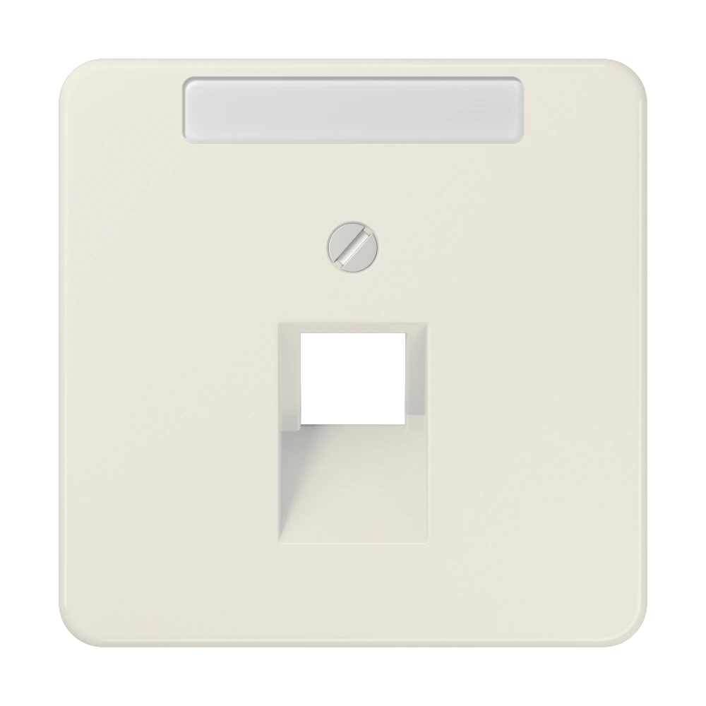 Centre plate with inscription field for 1-gang modular jack socket (8-pole) — JUNG Mechanisms, Ivory, art. 569-1NAUA