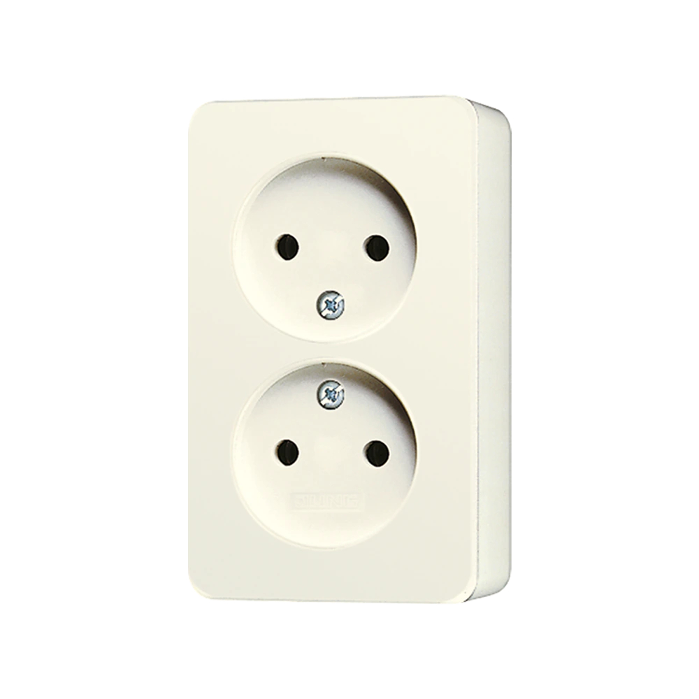 2-gang socket without earth — JUNG AP 600, Ivory, art. 6010A