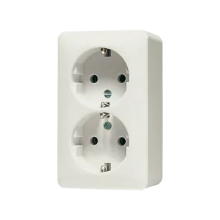 SCHUKO®-розетка 16 A / 250 B, двойная, накладной монтаж; дюропласт; слоновая кость; AP600
