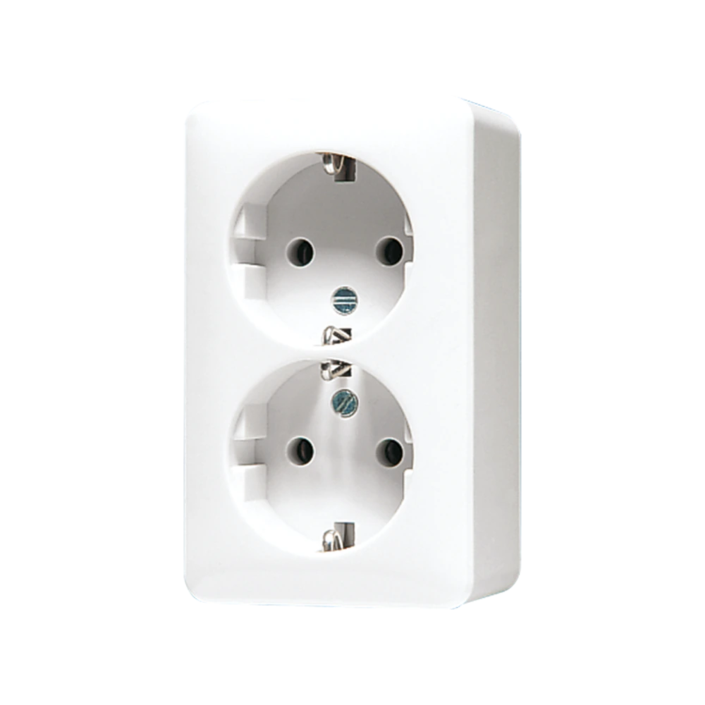 SCHUKO® socket, 47 mm high — JUNG AP 600, Alpine White, art. 6020AWW