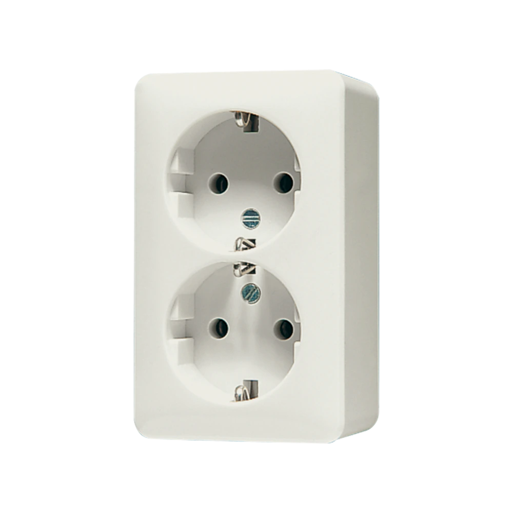 SCHUKO® socket, 47 mm high — JUNG AP 600, Ivory, art. 6022A