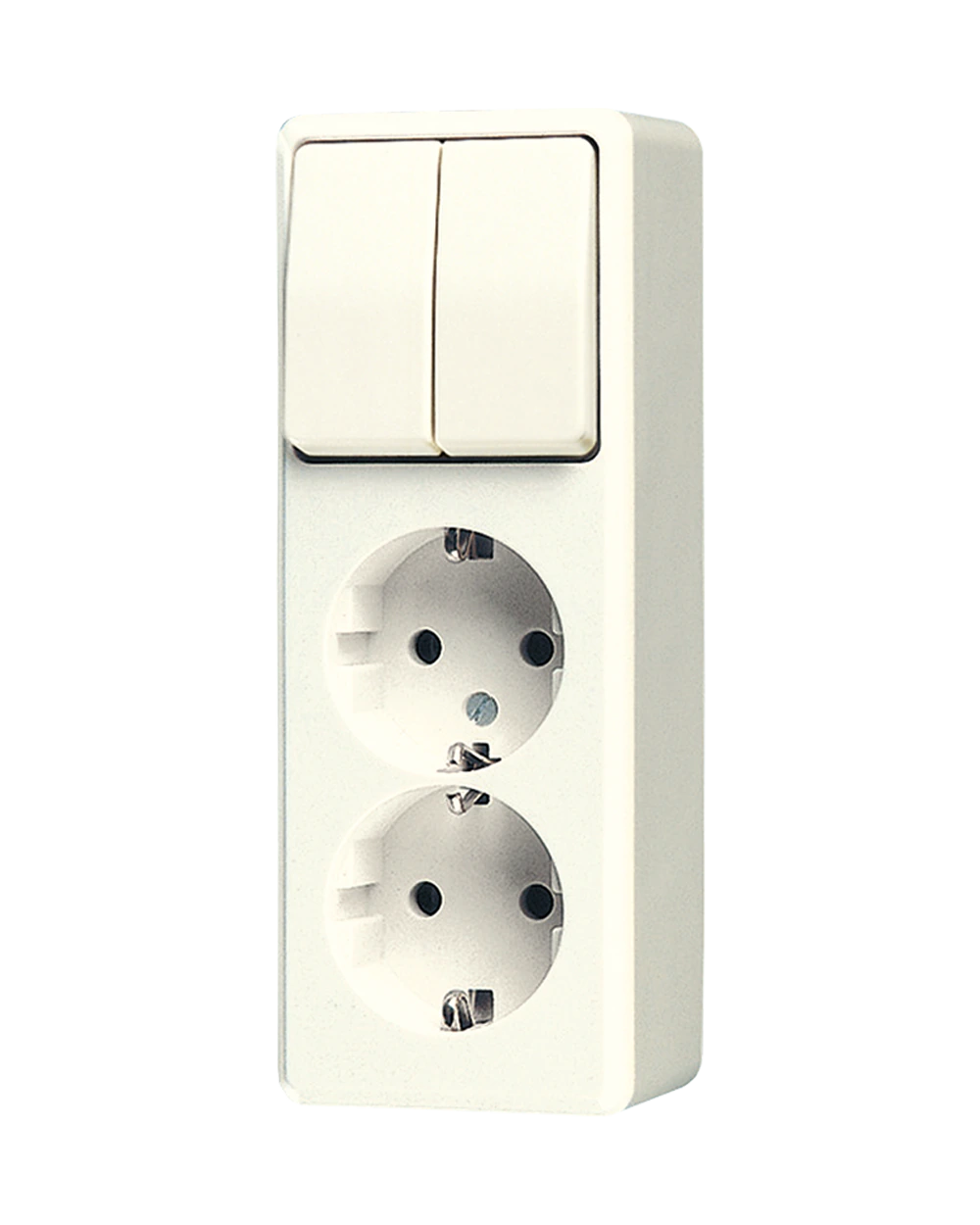 Combination 2-gang SCHUKO® socket / 2-gang switch (1-pole, 1-way) — JUNG AP 600, Ivory, art. 625A