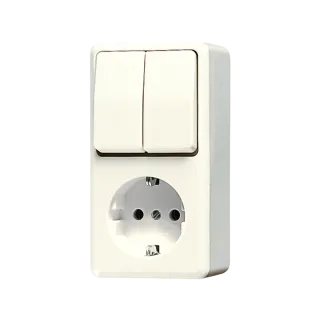 Штепсельная розетка SCHUKO для накладного монтажа с сдвоенным выключателем
