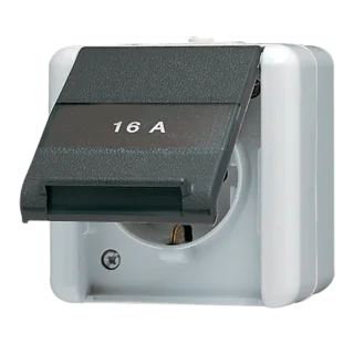 Штепсельная розетка SCHUKO с полем для надписи; для накладного монтажа IP44
