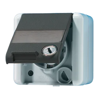 Штепсельная розетка SCHUKO с замочным механизмом для накладного монтажа IP44