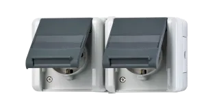 Двойная горизонтальная SCHUKO розетка IP44 16A 250V~