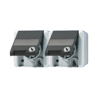 Двойная горизонтальная SCHUKO-розетка 16A 250V~ с полем для надписи IP44
