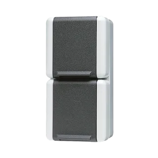 Двойная вертикальная SCHUKO-розетка 16A 250V~ для накладного монтажа IP44