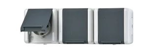 Тройная горизонтальная SCHUKO-розетка 16A 250V ~; для накладного монтажа IP44