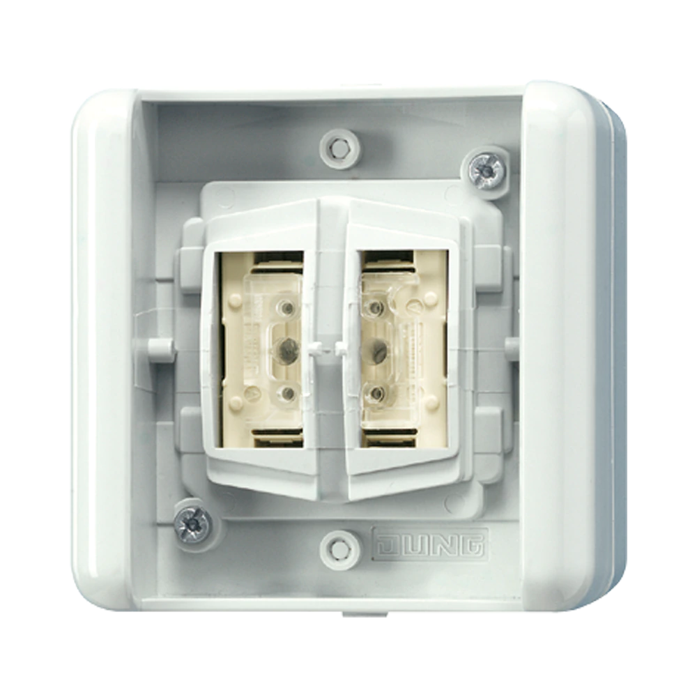 2-gang push-button BCU, switch position — JUNG WG 800, Ivory, art. 8472.01LEDW