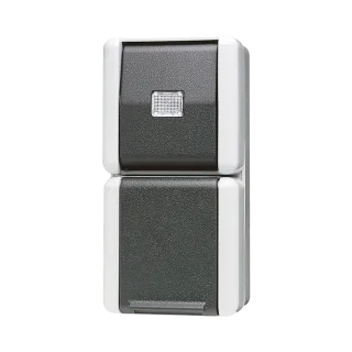 Комбинация - розетка и однополюсный выключатель; для накладного монтажа IP44