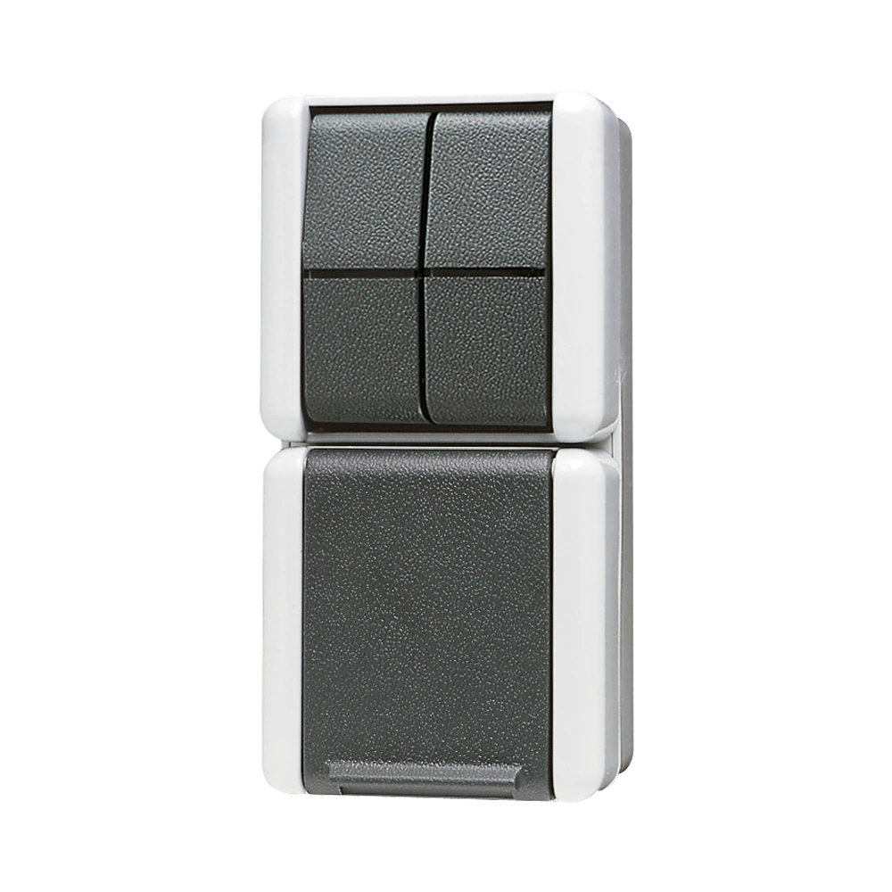 Combination SCHUKO® socket / 2-gang switch — JUNG WG 800, Ivory, art. 875W