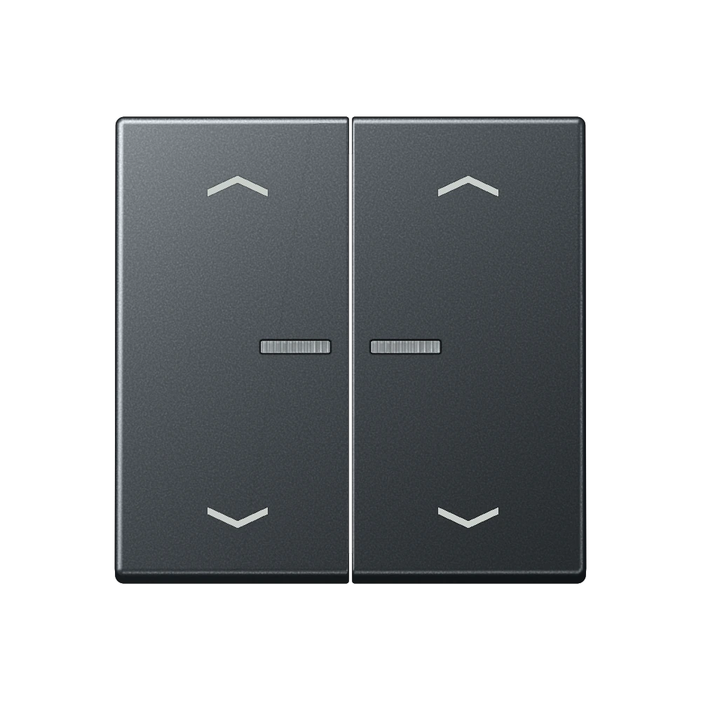 Rocker with lens and arrow symbols for KNX push-button 2-gang — JUNG A 550, Matt Anthracite, art. A102KO5PBFANM