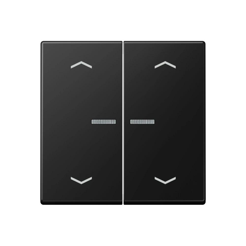 Rocker with lens and arrow symbols for KNX push-button 2-gang — JUNG A 550, Matt Black, art. A102KO5PBFSWM