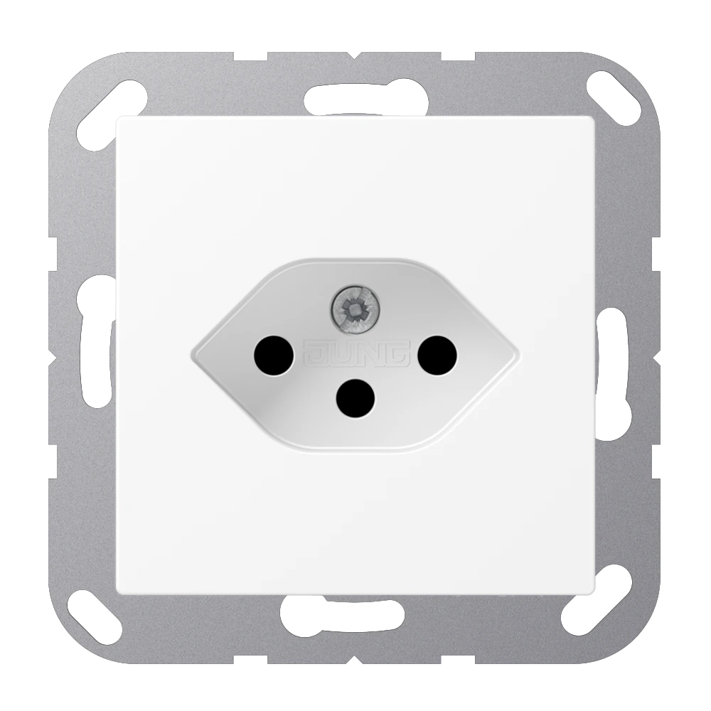 1-gang socket for Switzerland, type 13 — JUNG A 550, Matt White, art. A1520-13SEVWWM