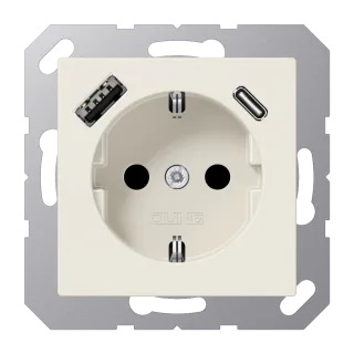 SCHUKO-розетка · защита от детей · пружинные зажимы · USB-зарядка