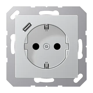 Розетка SCHUKO® с USB-зарядным устройством, тип С; термопласт; алюминий