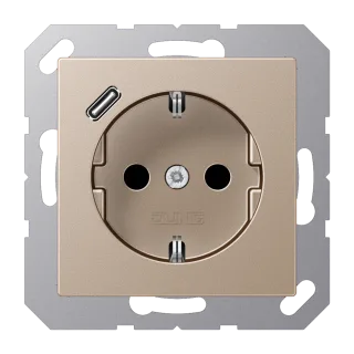 Розетка SCHUKO® с USB-зарядным устройством, тип С; термопласт; шампань