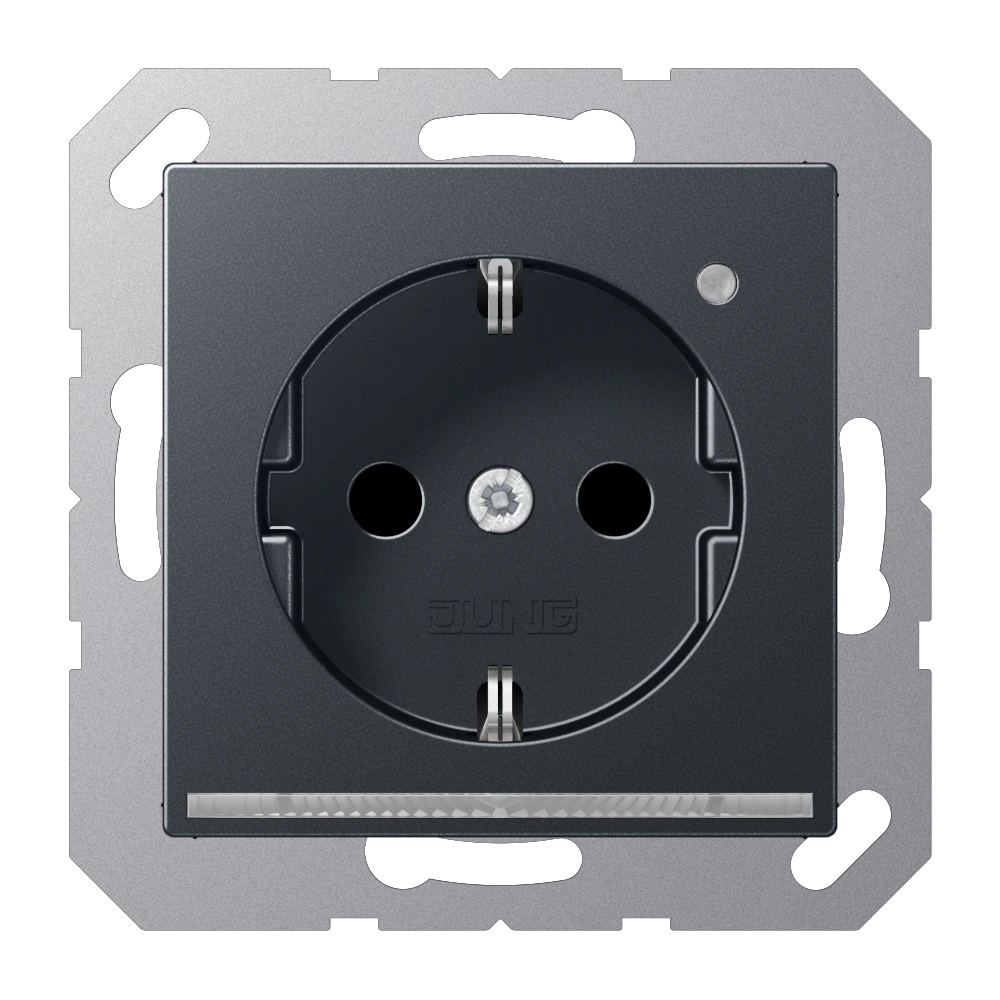 SCHUKO® socket with LED floor pilot light — JUNG A 550, Matt Anthracite, art. A1520-OANMLNW