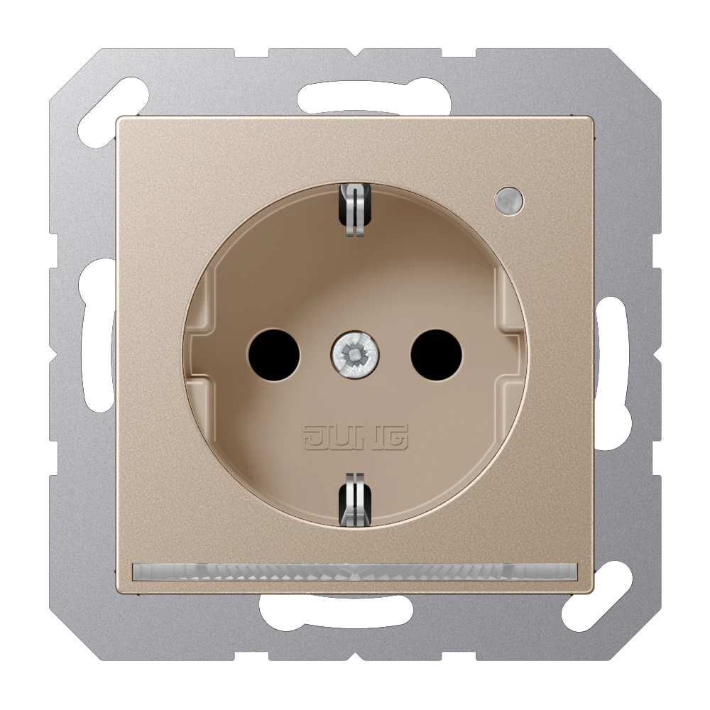 SCHUKO® socket with LED floor pilot light — JUNG A 550, Champagne, art. A1520-OCHLNW