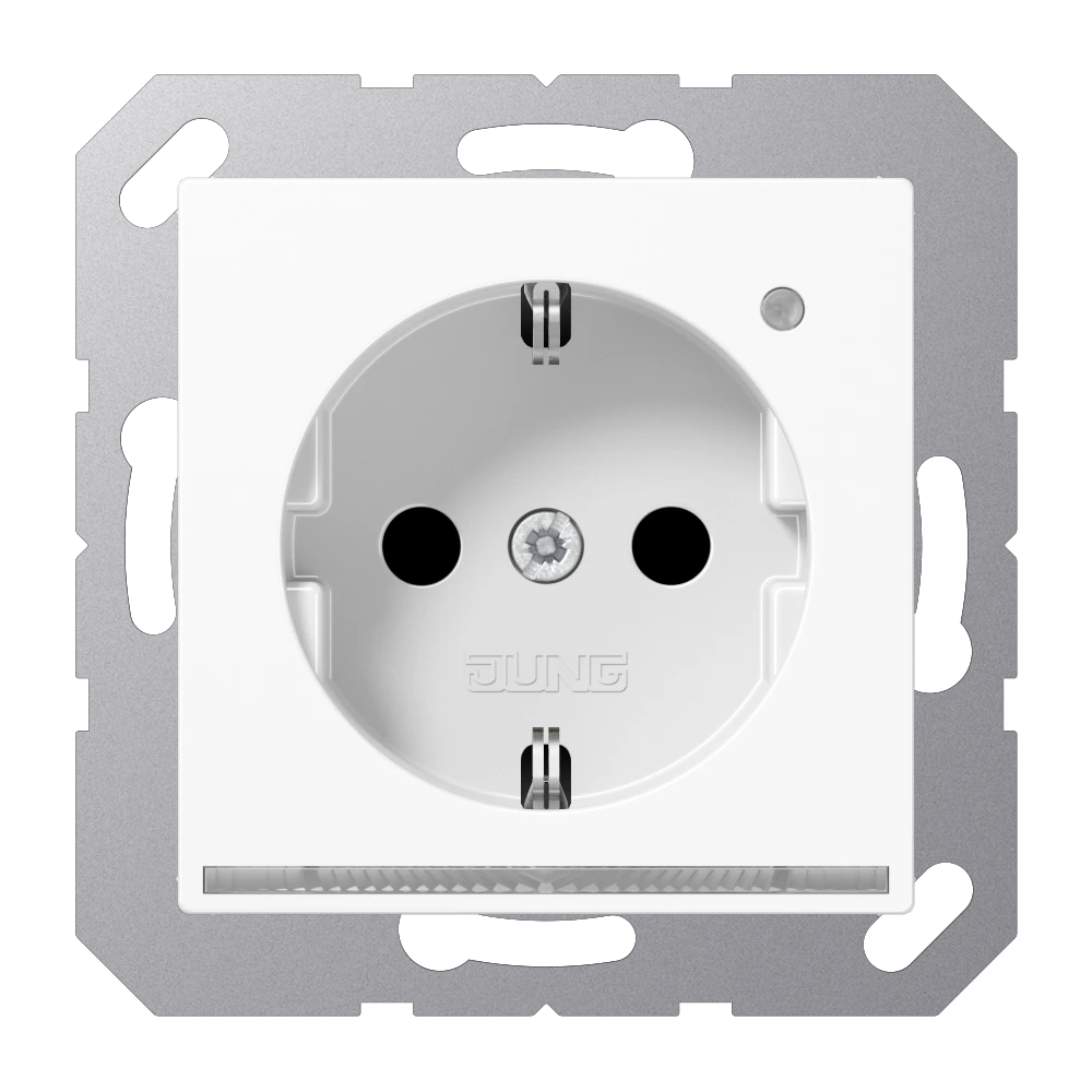 SCHUKO® socket with LED floor pilot light — JUNG A 550, White, art. A1520-OWWLNW