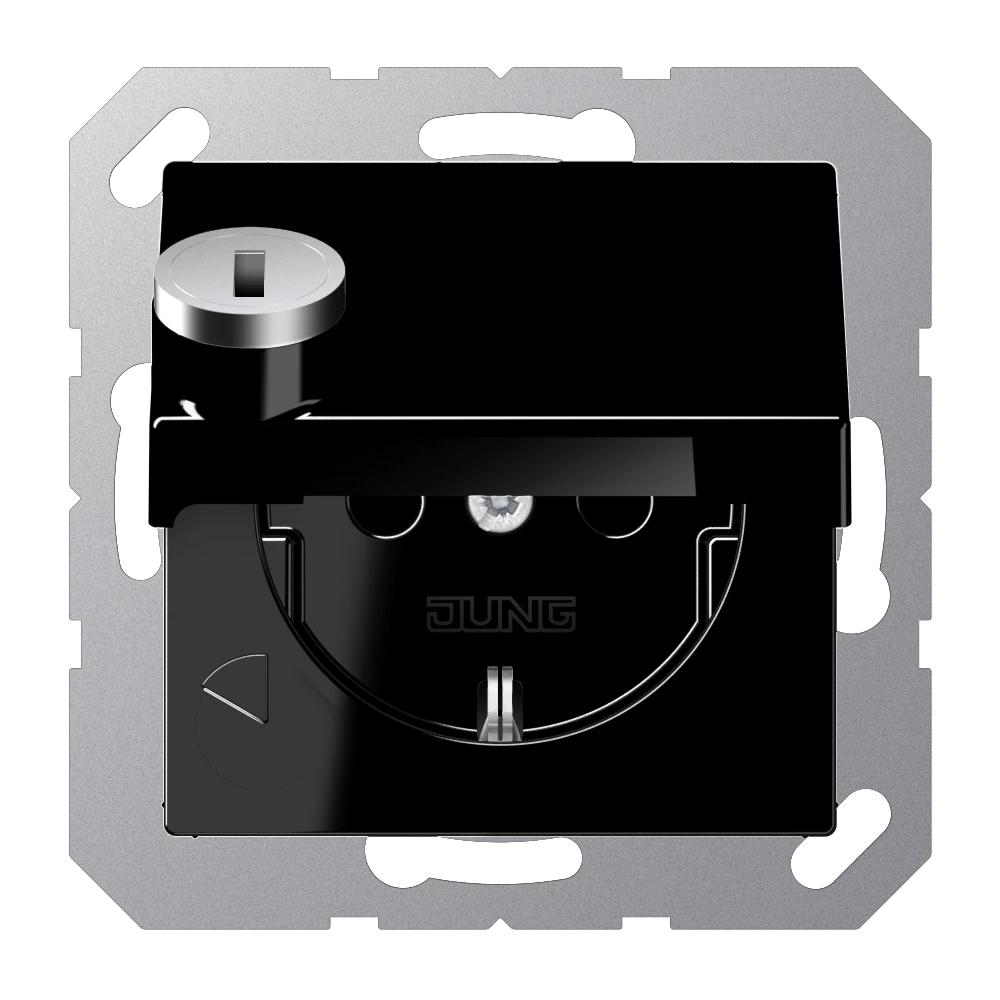 SCHUKO®-розетка 16 A / 250 B ~ — JUNG A 550, Чёрный, арт. A1520BFKLSLSW