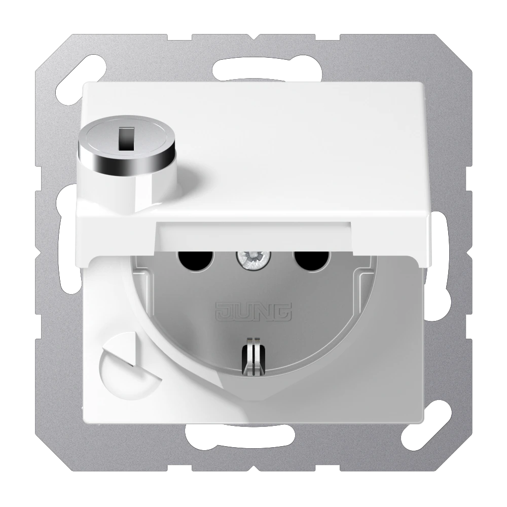 SCHUKO® socket with safety lock — JUNG A 550, White, art. A1520BFKLSLWW