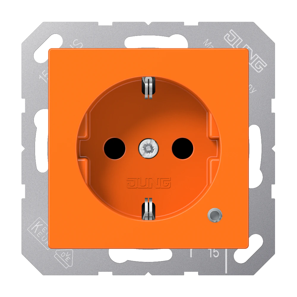SCHUKO® socket with pilot light and contact protection — JUNG A 550, _, art. A1520BFKOO