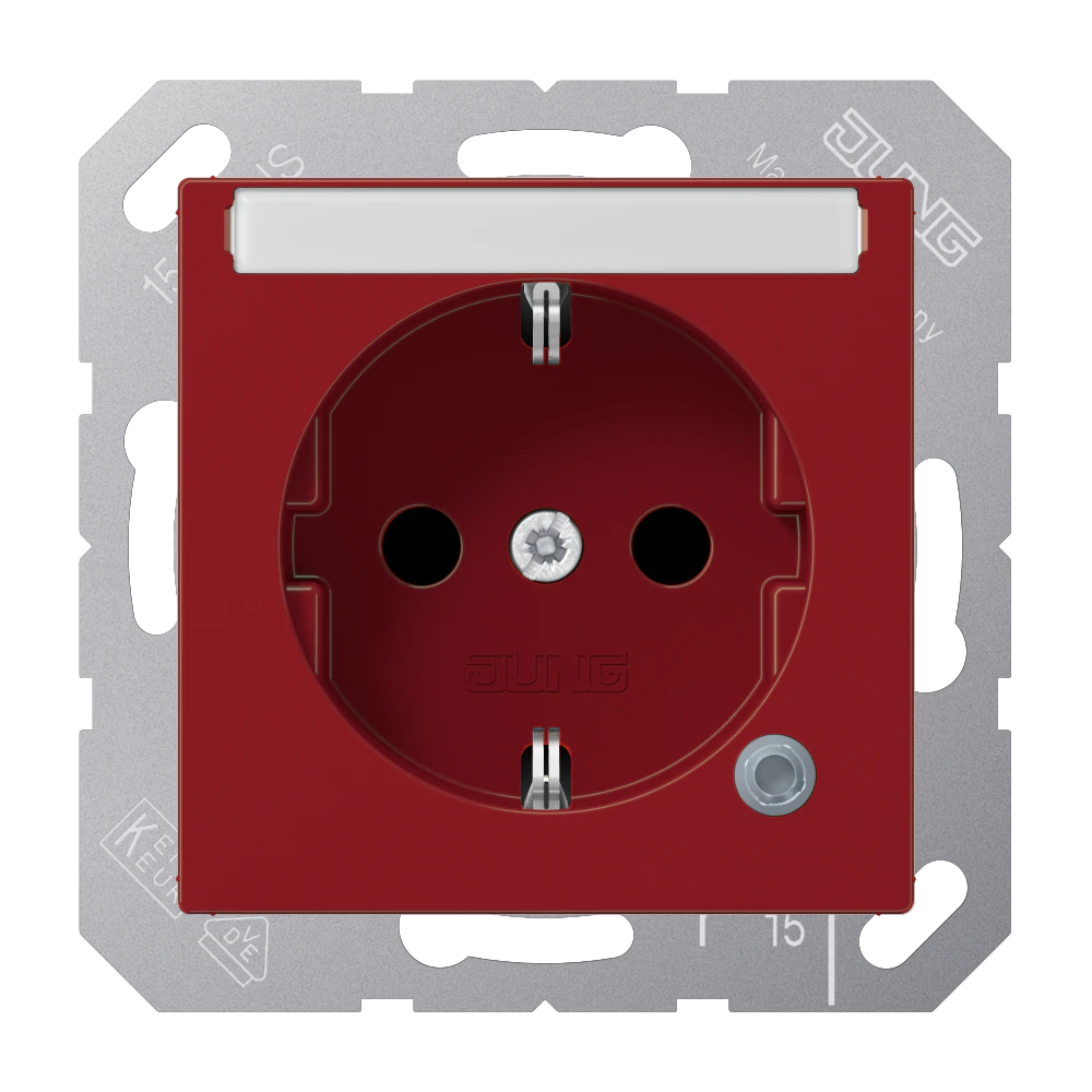 SCHUKO® socket with pilot light, contact protection and inscription field — JUNG A 550, _, art. A1520BFNAKORT