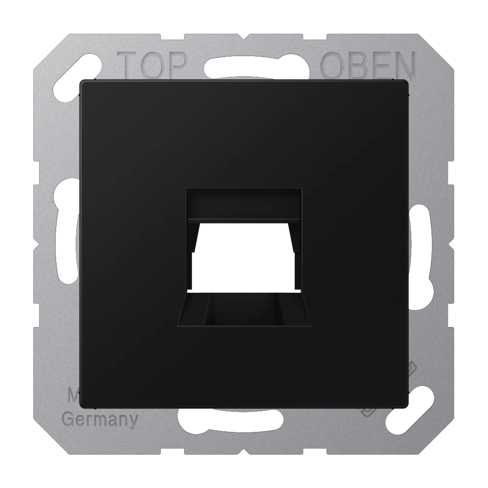 Centre plate for modular jack sockets — JUNG A 550, Matt Black, art. A1569-1WESWM
