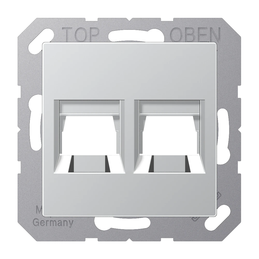 Centre plate for modular jack sockets — JUNG A 550, Aluminium, art. A1569-25WEAL