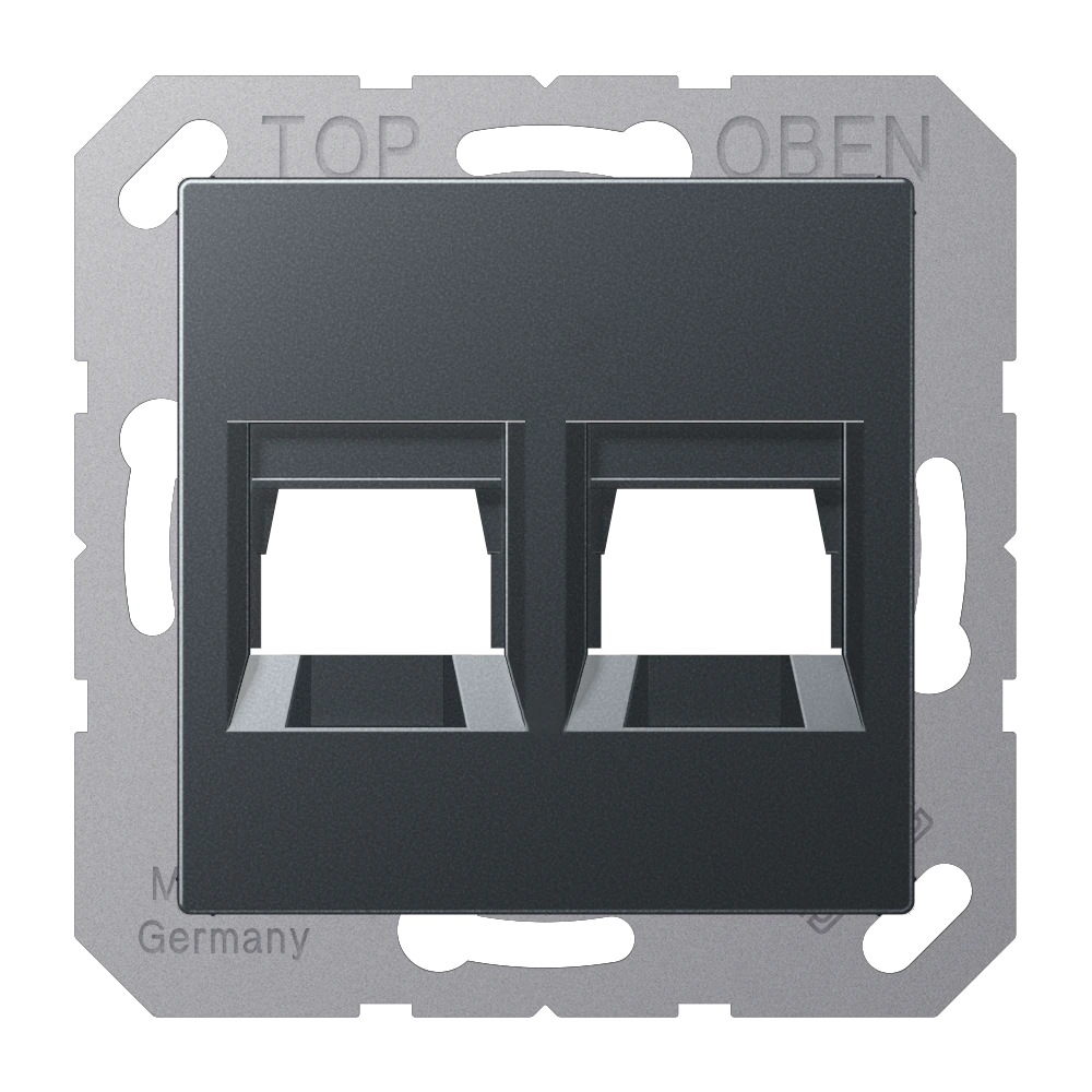 Centre plate for modular jack sockets — JUNG A 550, Matt Anthracite, art. A1569-25WEANM