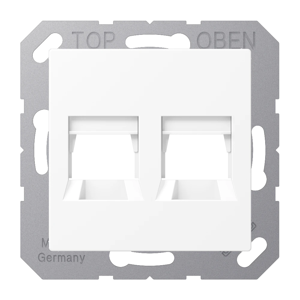 Centre plate for modular jack sockets — JUNG A 550, Matt White, art. A1569-25WEWWM