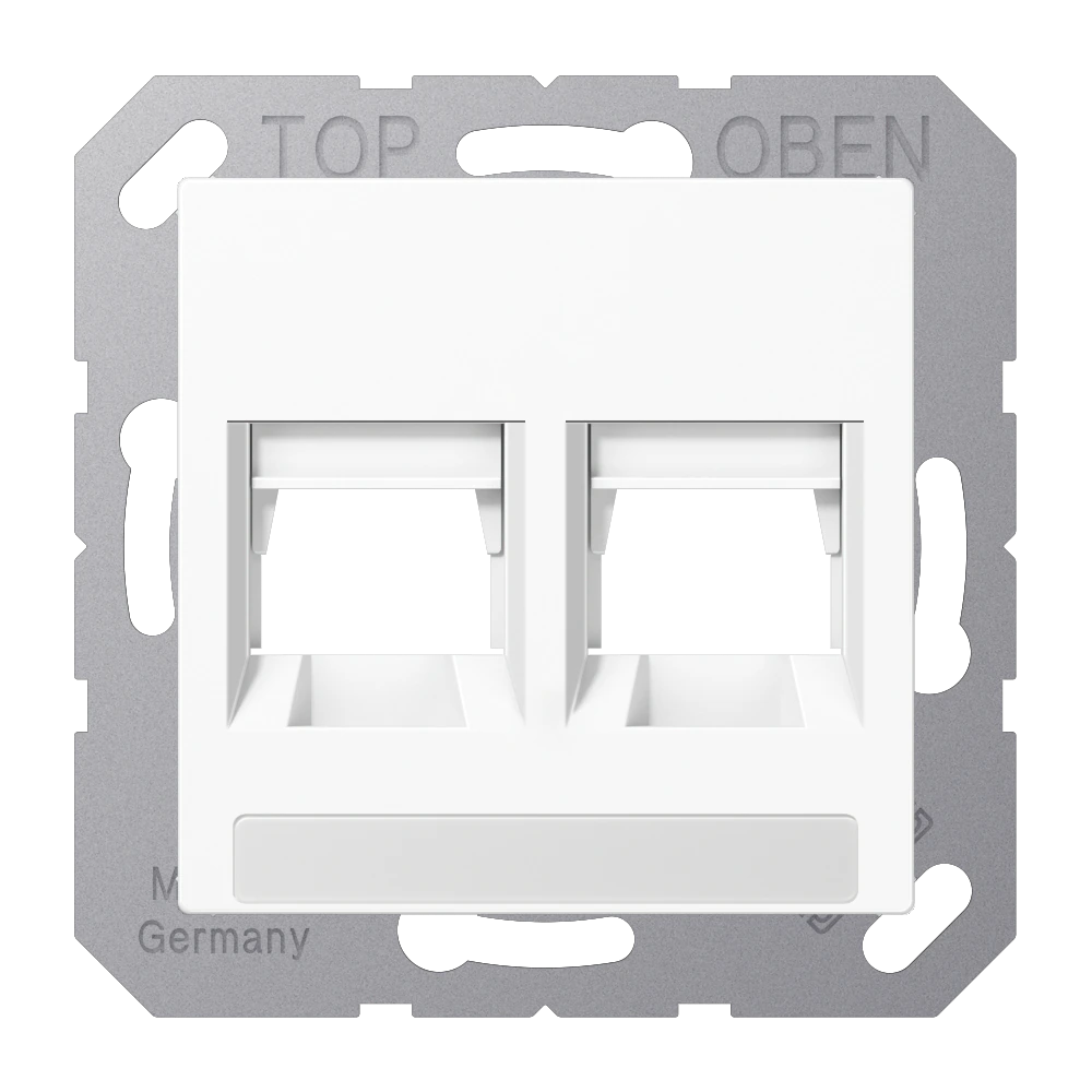 Centre plate for modular jack sockets — JUNG A 550, White, art. A1569-2NAPANDWW