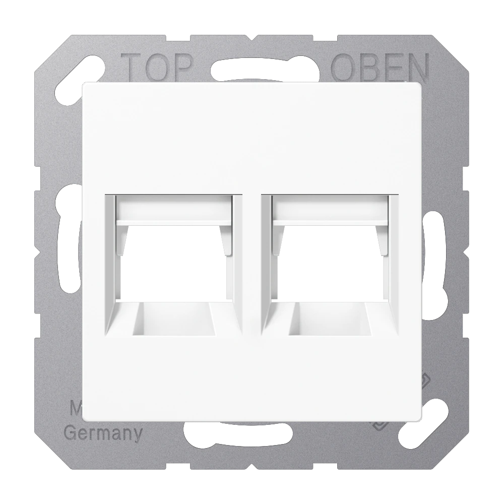 Centre plate for modular jack sockets — JUNG A 550, White, art. A1569-2PANDWW