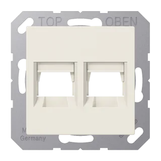 Centre plate for modular jack sockets · RJ45 / data · Cat.6A · 2-gang