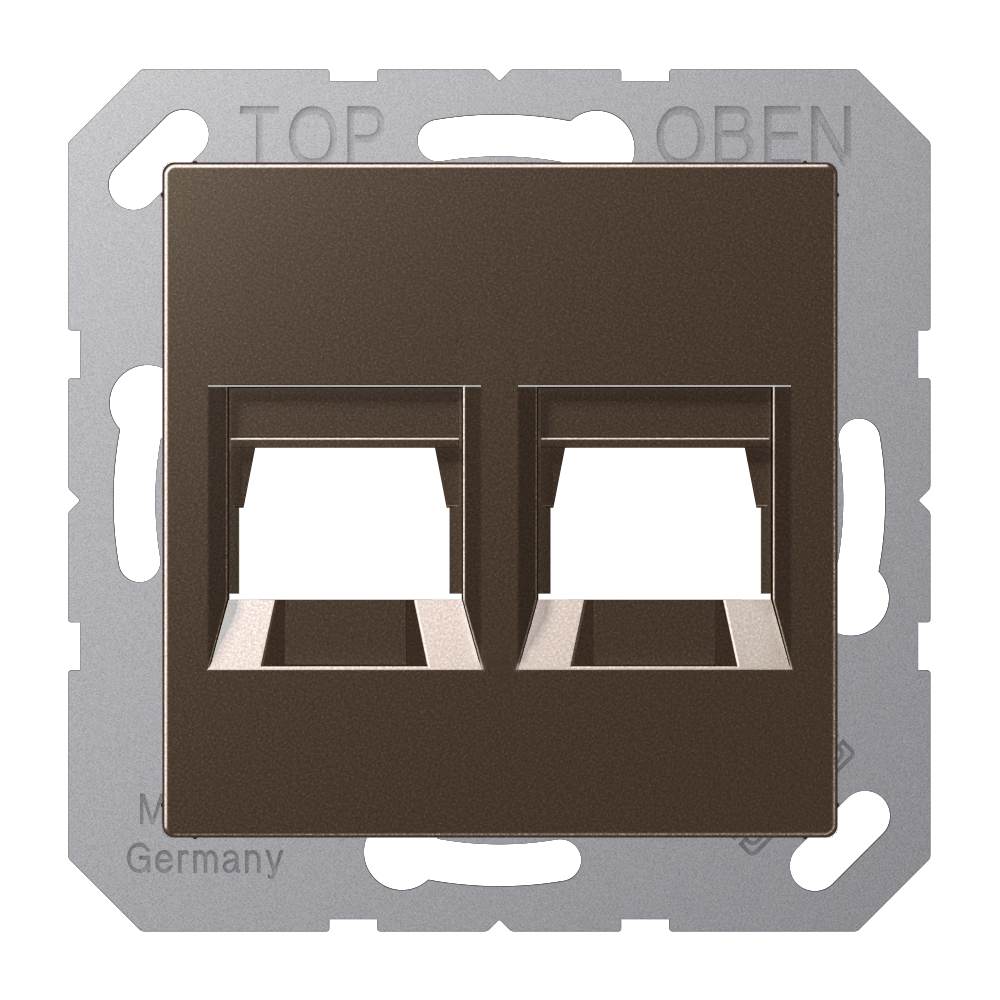 Centre plate for modular jack sockets — JUNG A 550, Mocha, art. A1569-2WEMO