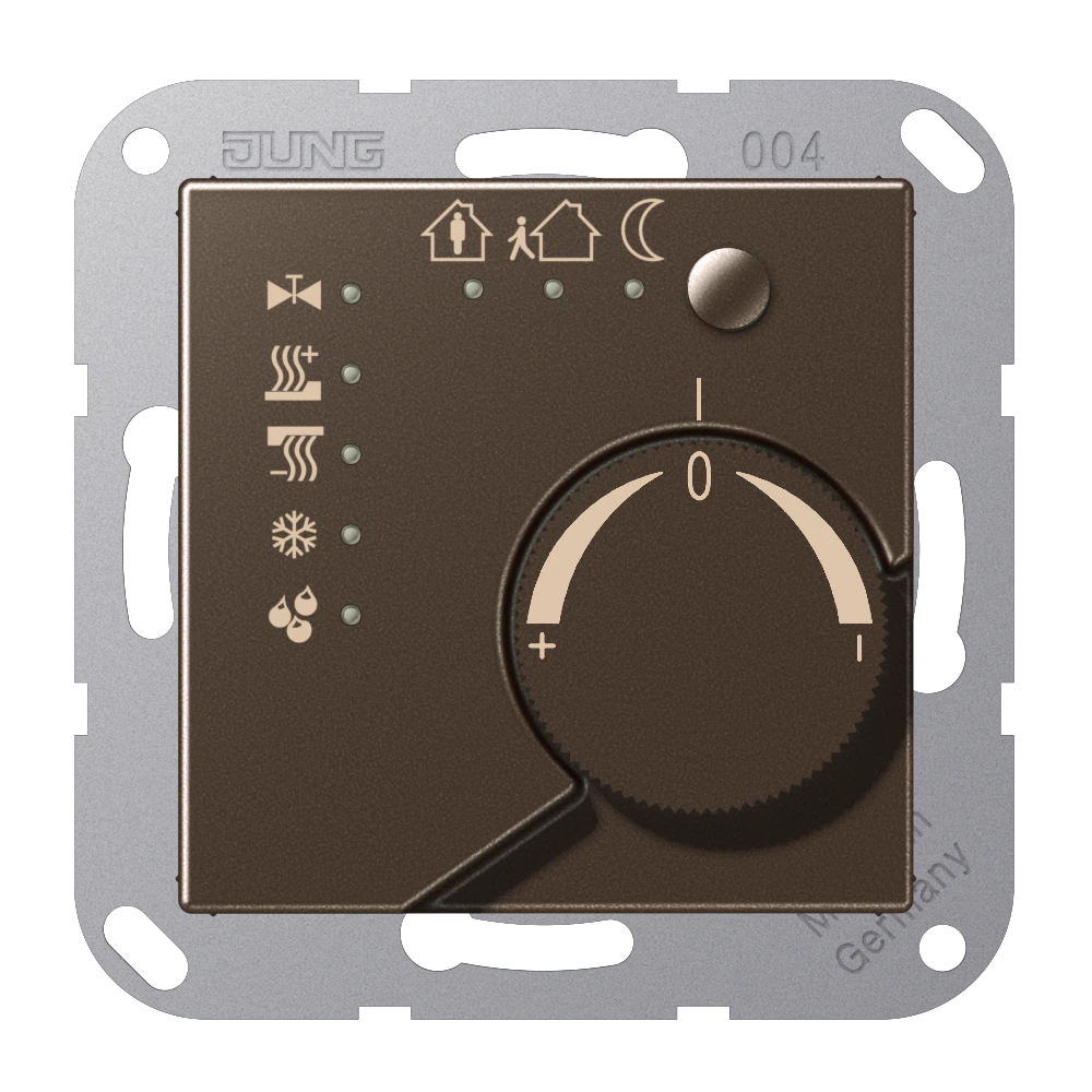 Room temperature controller with push-button interface 4-gang — JUNG A 550, Mocha, art. A2178TSMO