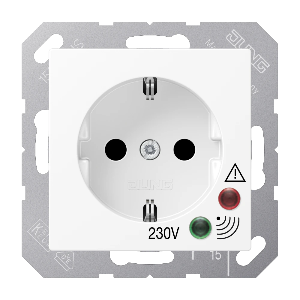 SCHUKO® socket with surge voltage protection — JUNG A 550, White, art. A521UFWW