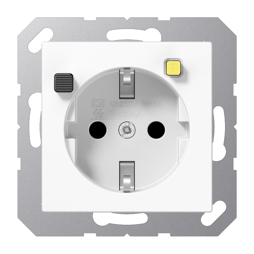 SCHUKO® socket with RCD (residual current device) — JUNG A 550, White, art. A5520.30WW