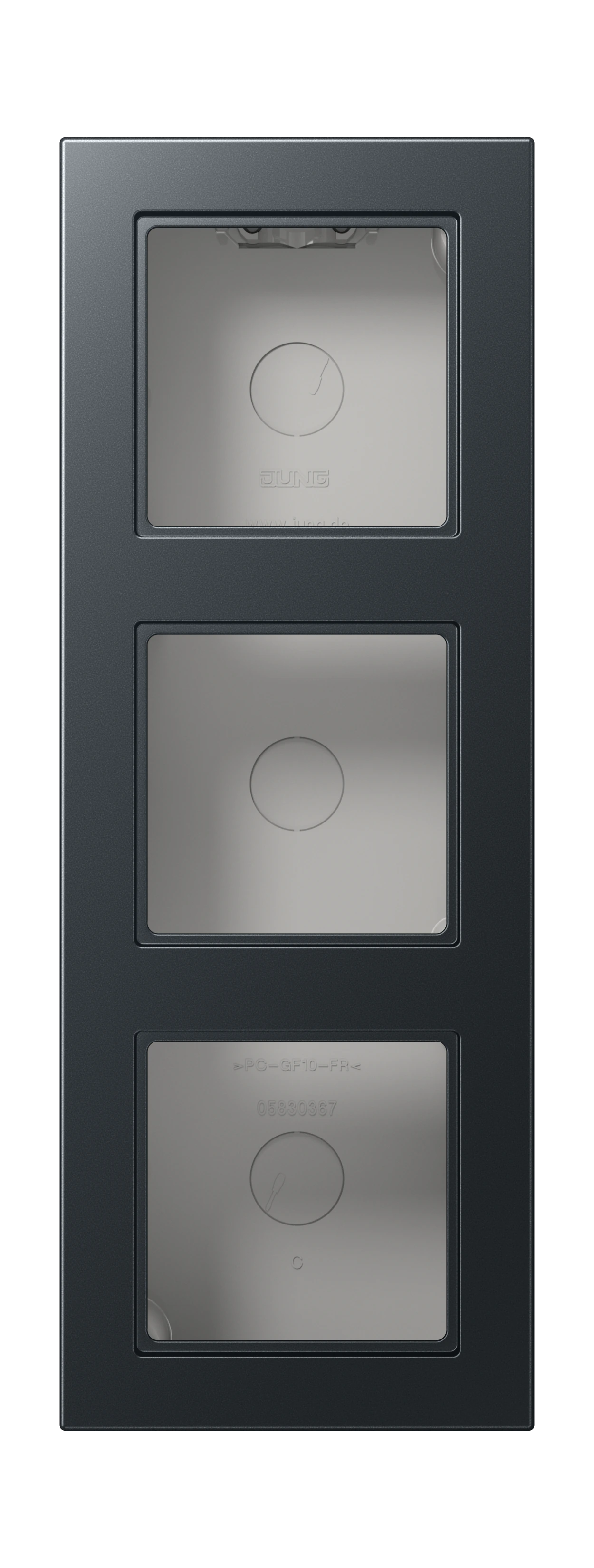 Surface cap, 3-gang — JUNG A CUBE, Matt Anthracite, art. A5583BFAANM