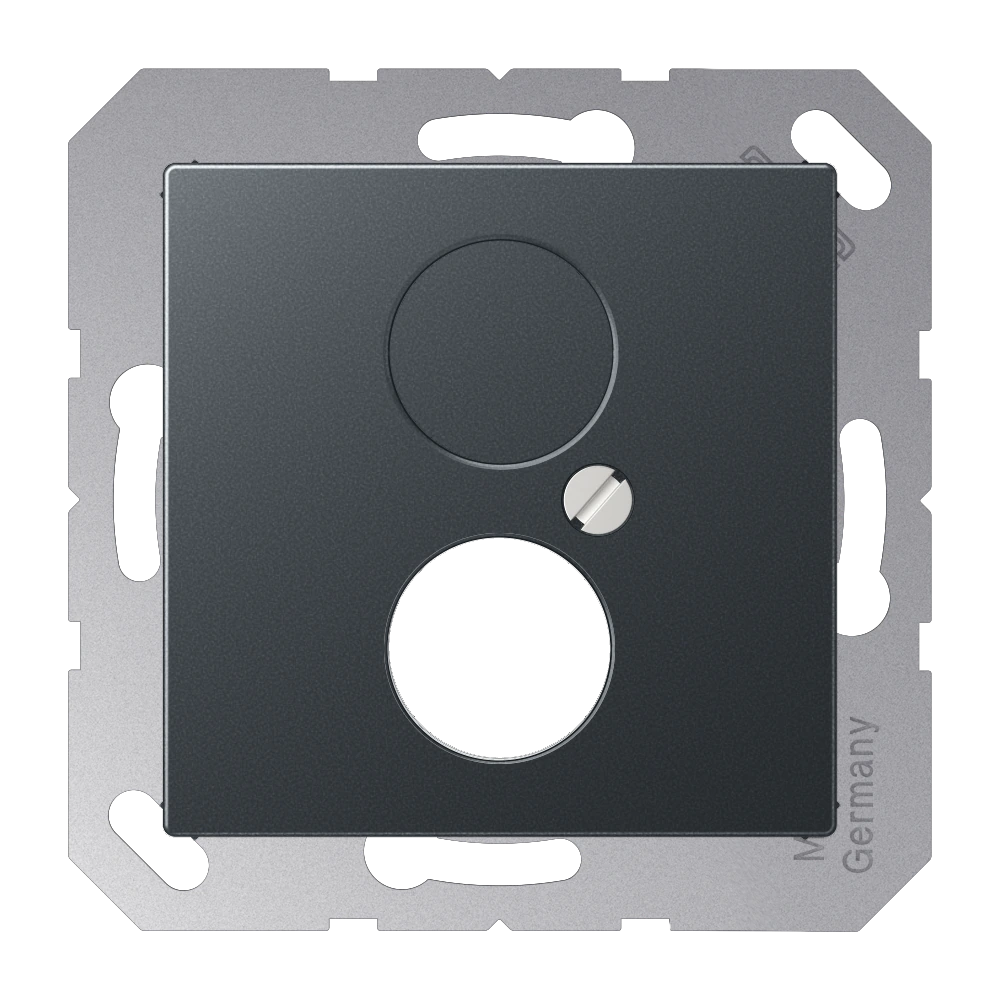 Centre plate for 1 circular electrical connector — JUNG A 550, Matt Anthracite, art. A562-1BFANM