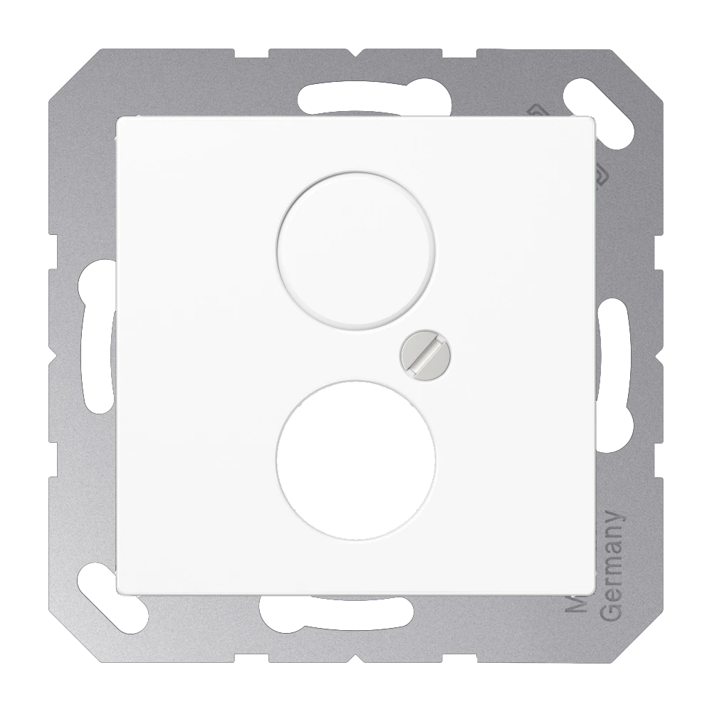 Centre plate for 1 circular electrical connector — JUNG A 550, White, art. A562-1BFWW