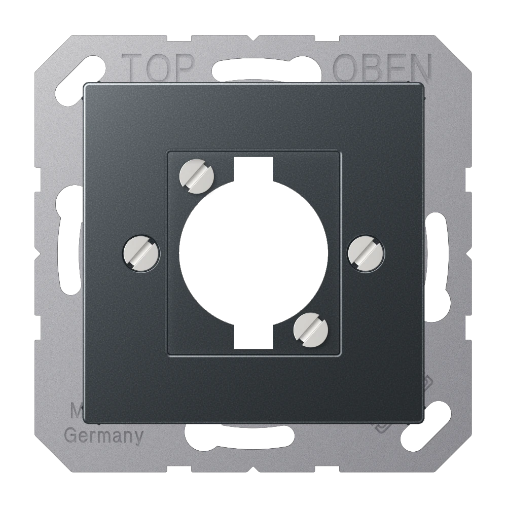 Centre plate for loudspeaker socket (Speakon) and XLR connector (D Series) — JUNG A 550, Matt Anthracite, art. A568-1BFANM