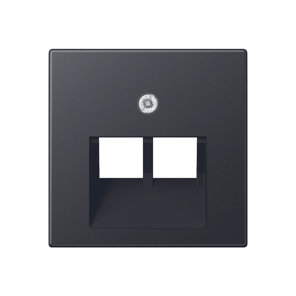 Centre plate for 2-gang modular jack socket (8-pole) — JUNG A 550, Matt Anthracite, art. A569-2BFPLUAANM
